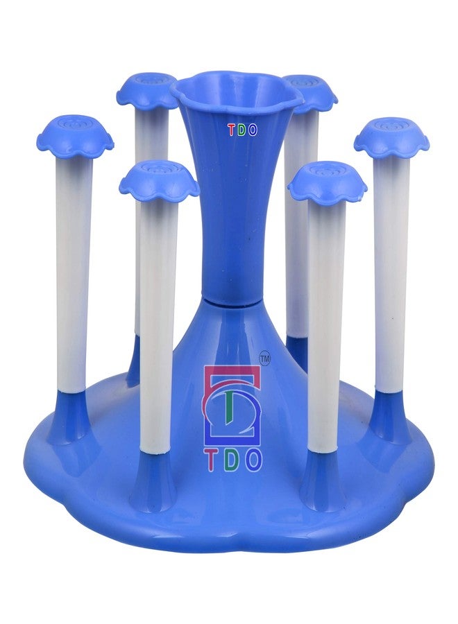 TDO Blue Plastic 6-Cup Mug Holder Stand for Kitchen, Dining Table, Travel - Durable, Sturdy, Portable - Image 2